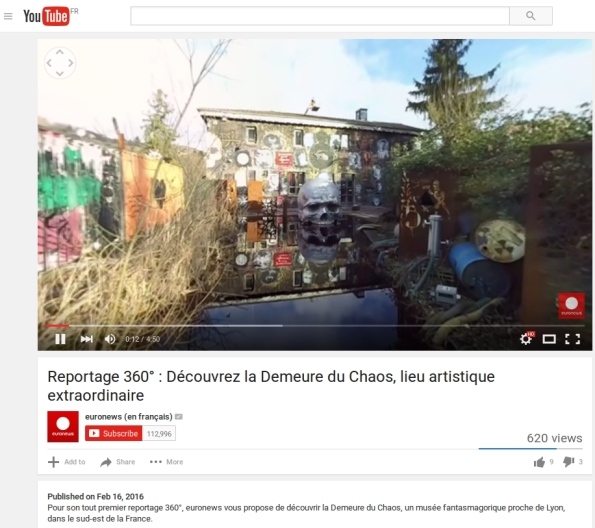 thierry ehrmann : En exclu sur Youtube et Facebook, les vidéos 360° de la Demeure du Chaos/Abode of Chaos réalisées par Euronews !